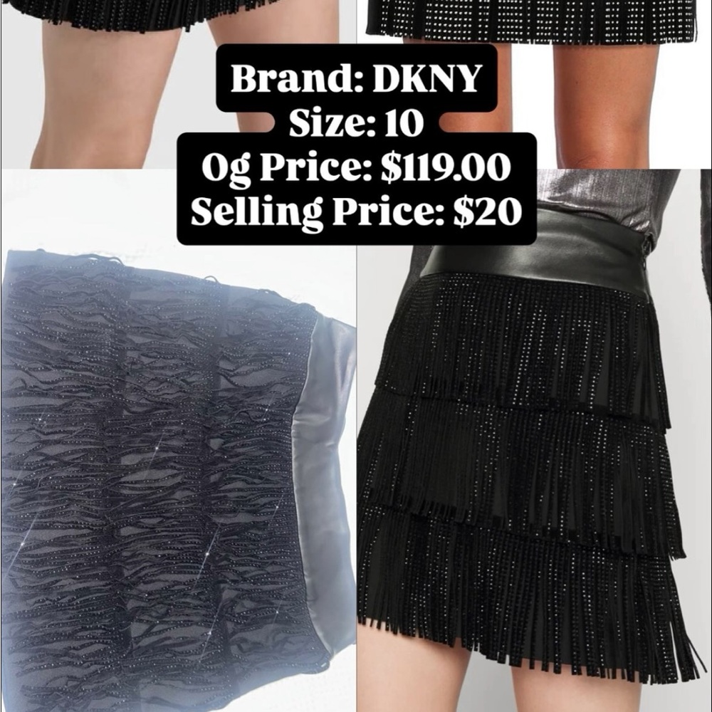 DKNY Black Studded Mini Skirt